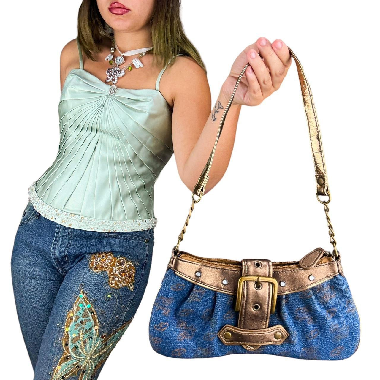 Y2K “Baby Girl” Denim Buckle Bag