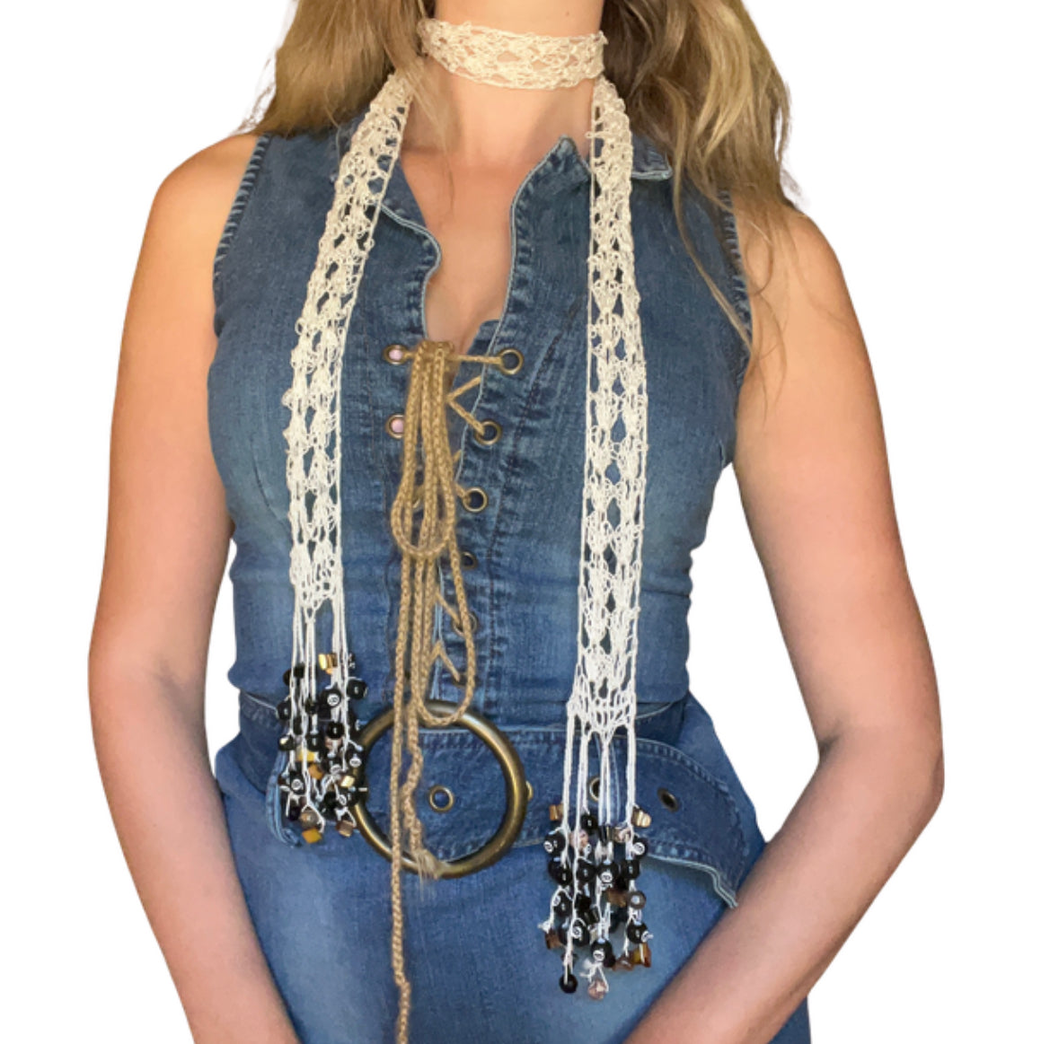 8-Ball Beaded Fringe Scarf