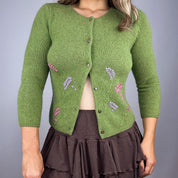 Dainty Embroidered Cashmere Cardigan (S/M)