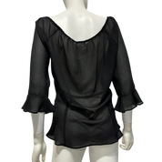 Vintage Sheer Milkmaid Lace Ruffle Top (M)