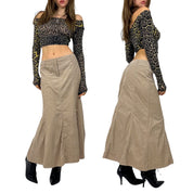 90's Tan Corduroy Maxi Skirt (S)