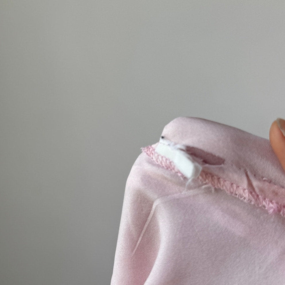 Vintage Pink Silk Floral Slip Dress Halter Tie (S)