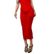 Bow Print Sheer Asymmetrical Dress