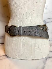 Metallic silver belt