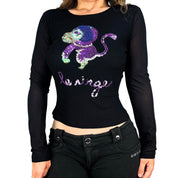 Vintage Mesh Monkey Graphic Top (S/M)