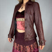rosewood brown fitted leather jacket (m)