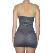 Y2K Gray Blue Lace Mini Dress (XS)