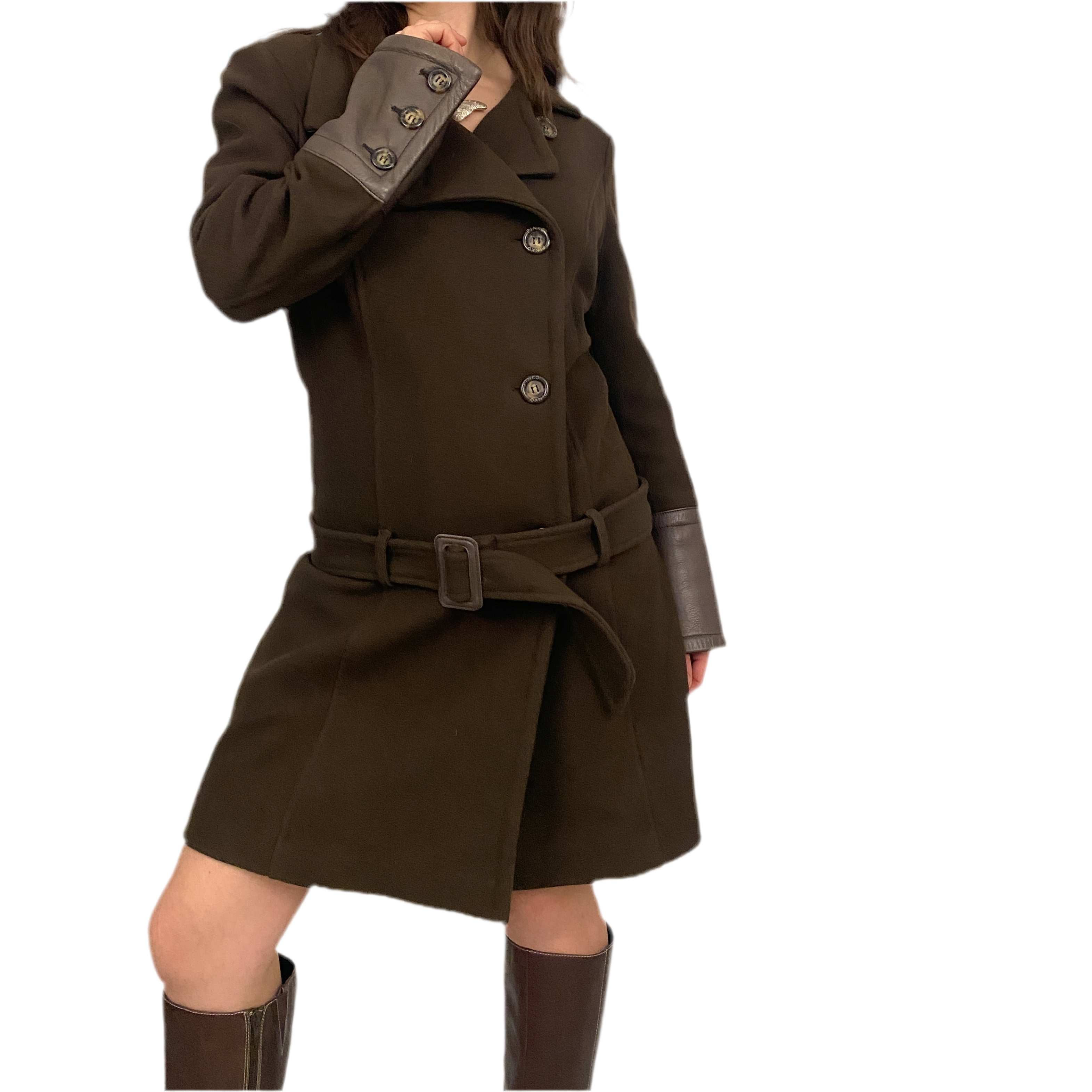 Chocolate Wool Belted Coat (S)