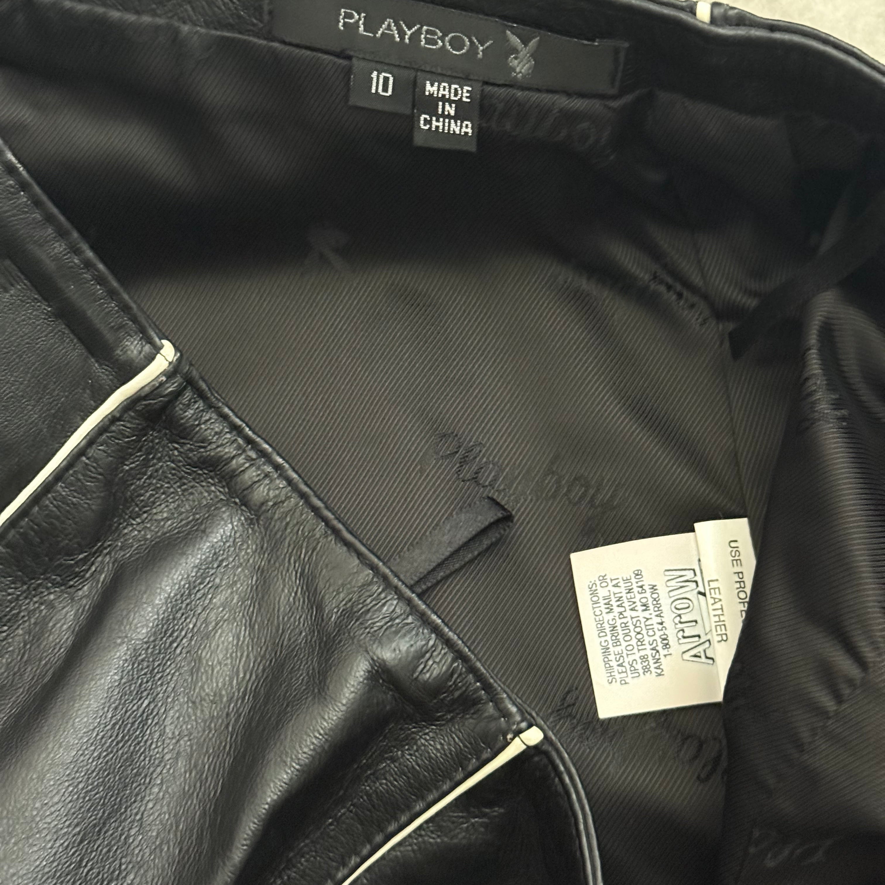 Y2K leather playboy mini skirt (M)