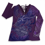 Rare dragon print lace up Harley-Davidson longsleeve (M)