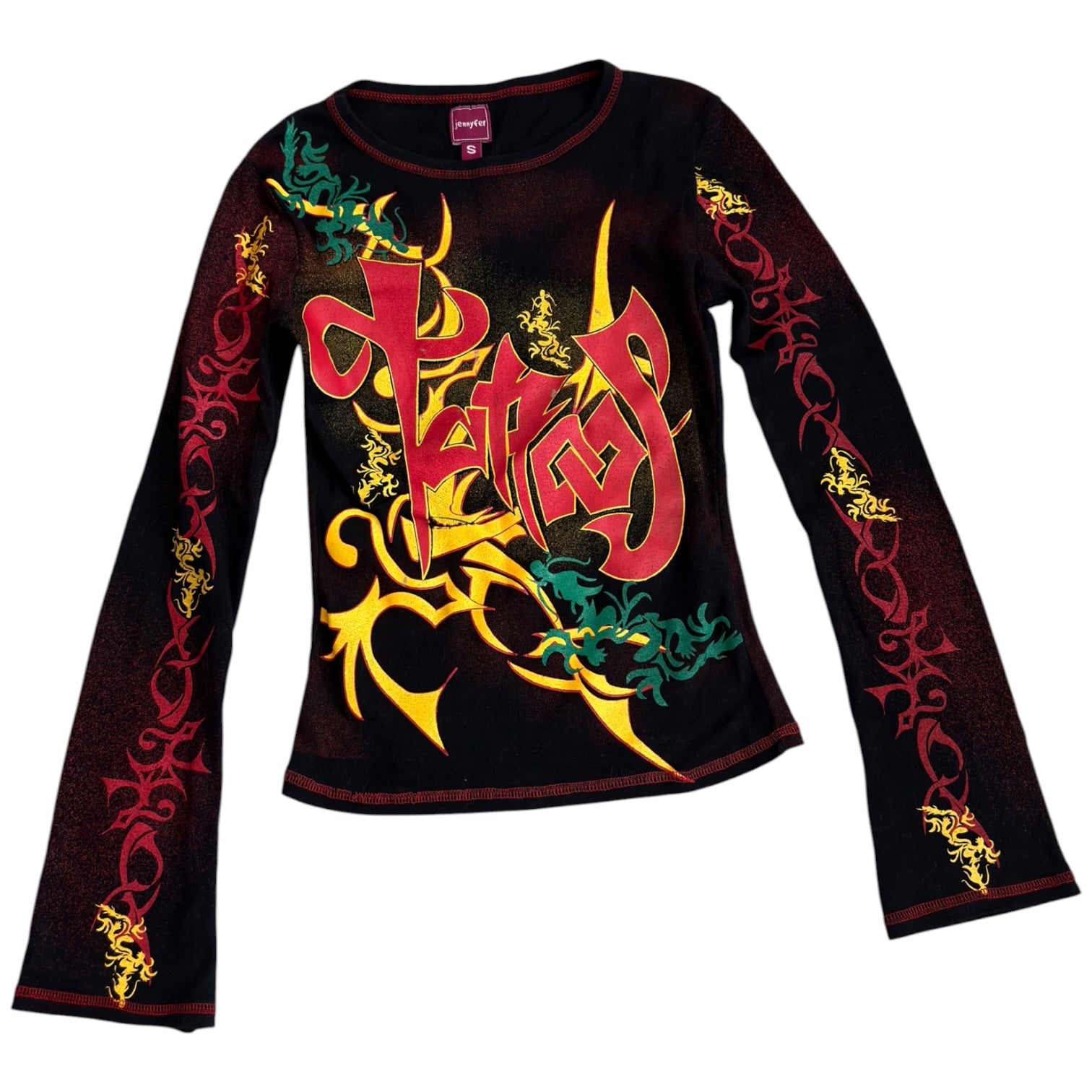 Y2K tribal tattoos grunge longsleeve (XS|S)