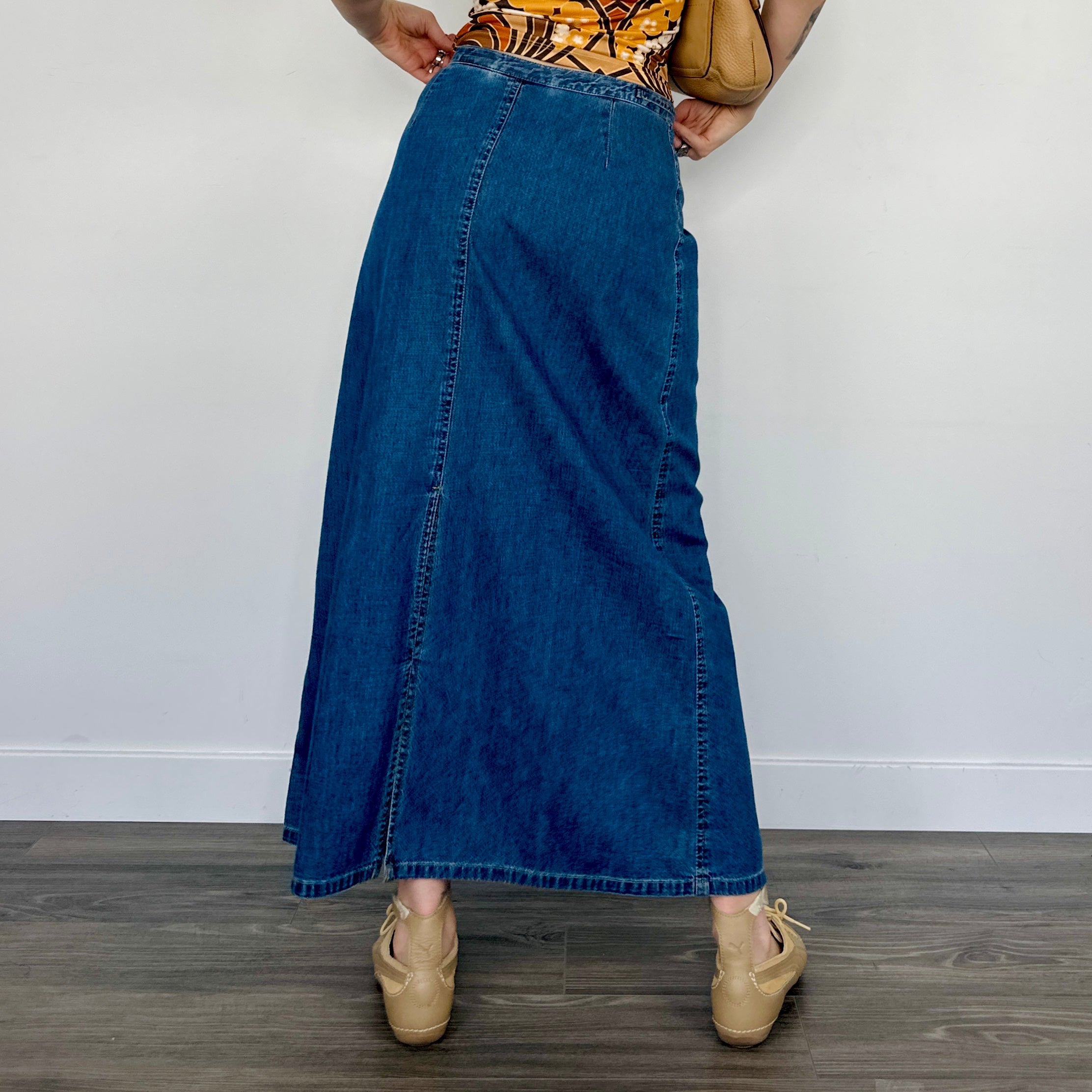 Vintage Denim Maxi Skirt (S)