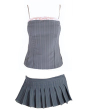 Grey Pinstripe Pleated Mini Skort (XS)