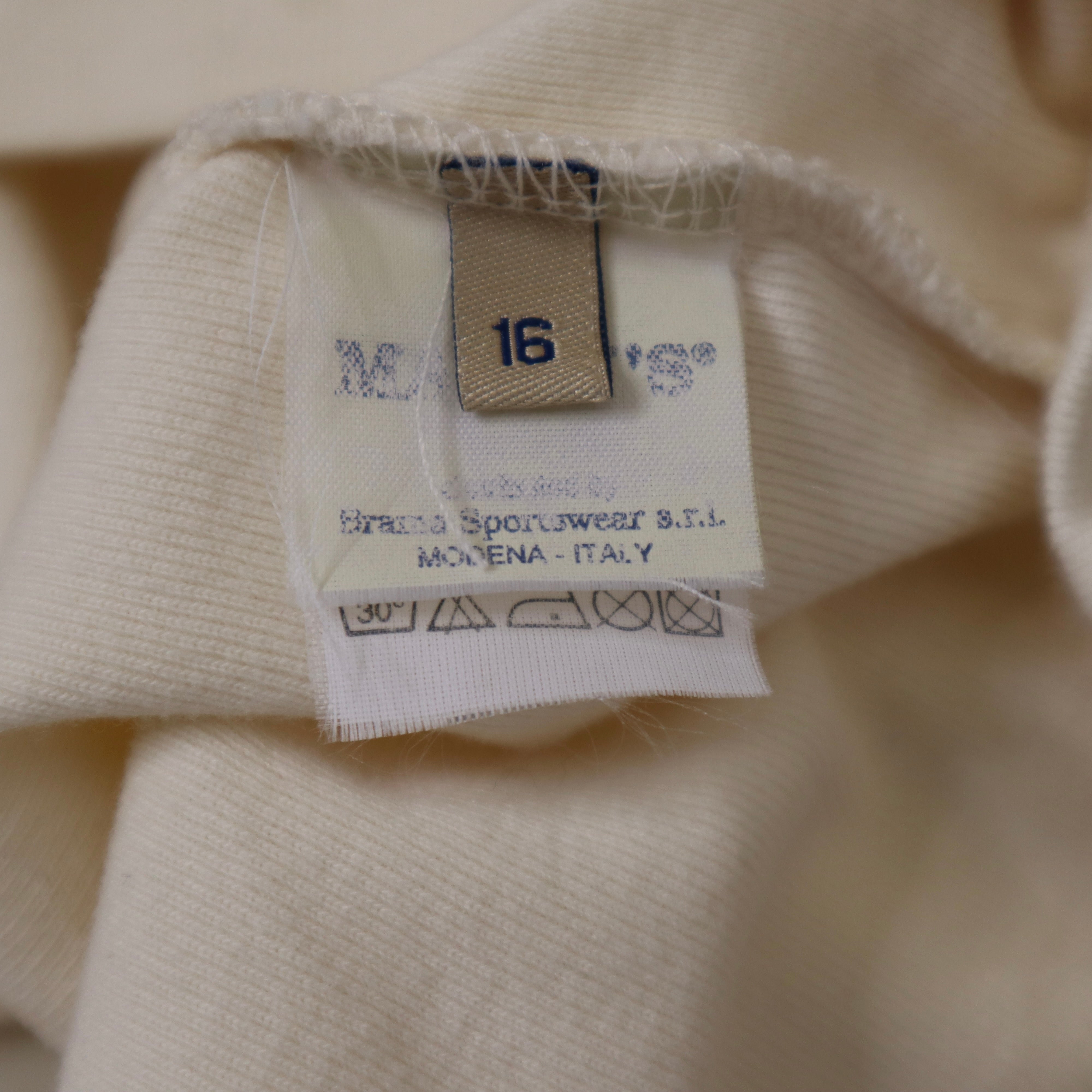 Y2K Italian Sporty Cream Long Sleeve Polo (S/M)