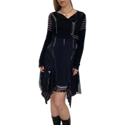 Vintage Parisian Gothic Utility Midi Dress (M)