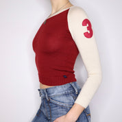 Y2K Sporty Red Sweater (XS)