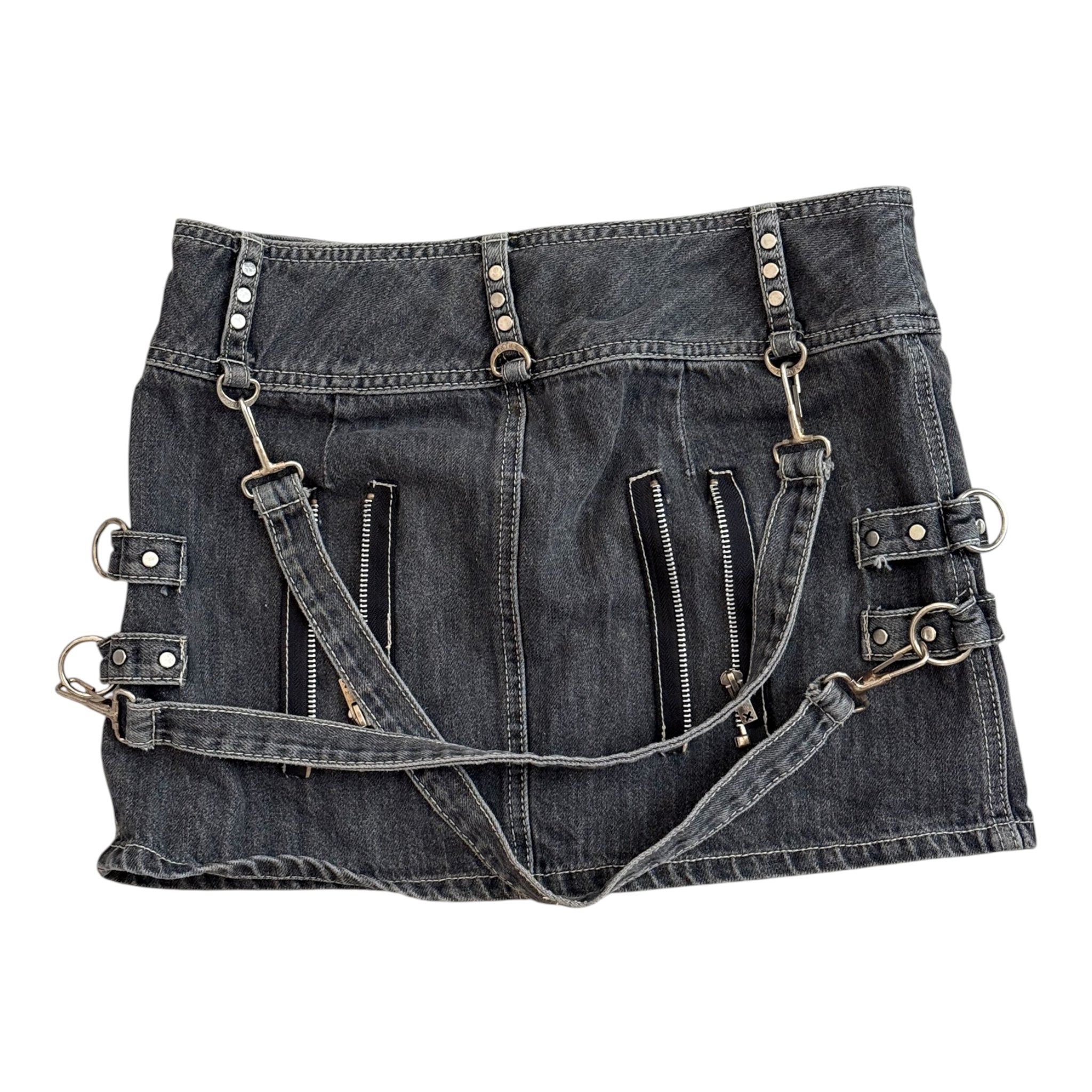 Tripp NYC X-Strap Zip-Off Denim Skirt