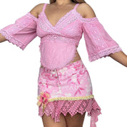 Hand-Dyed Antique Lace Detail Top (M)