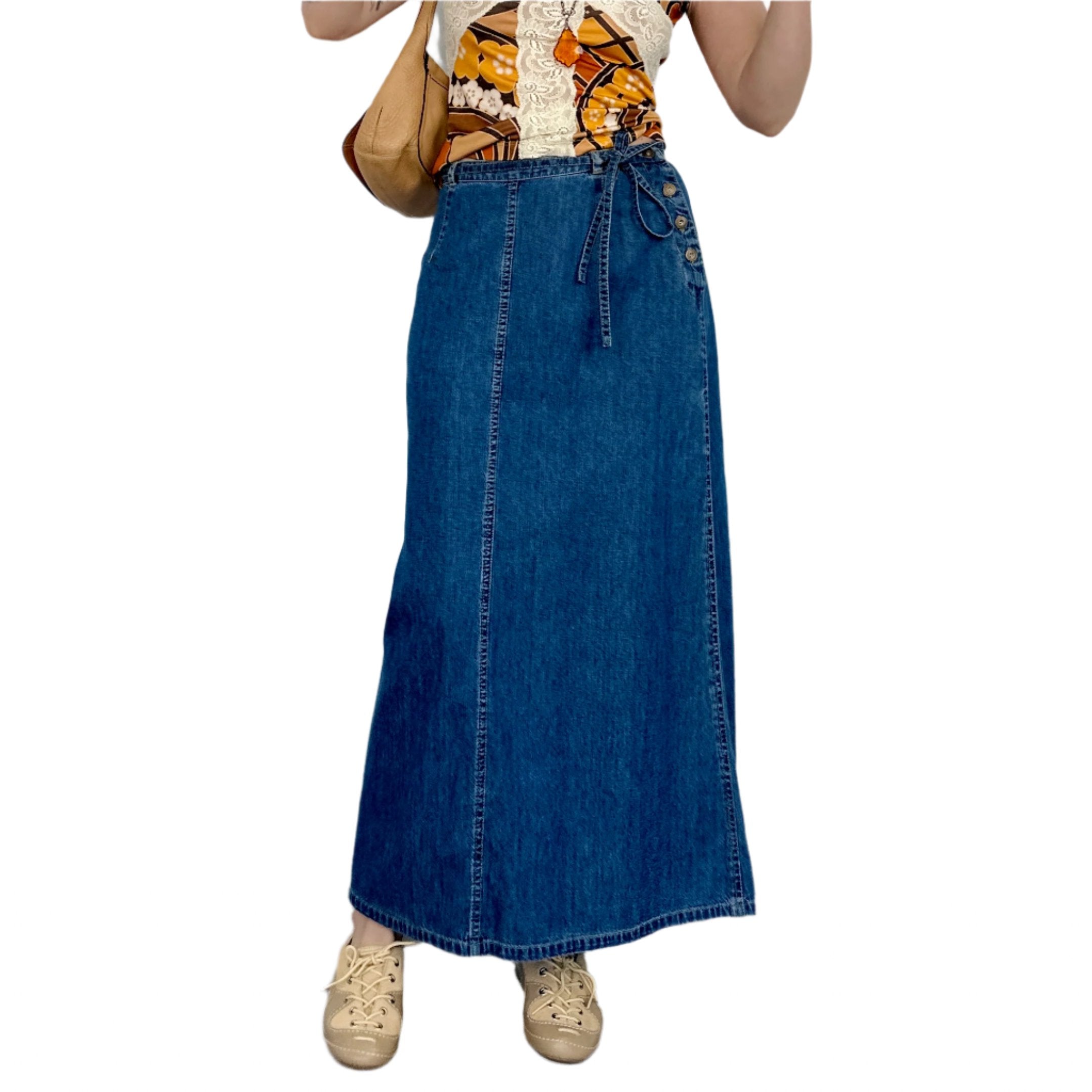 Vintage Denim Maxi Skirt (S)