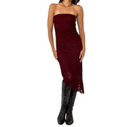 Y2K Burgundy Lacy Dress (M)