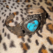 Vintage Turquoise & Silver Cuff
