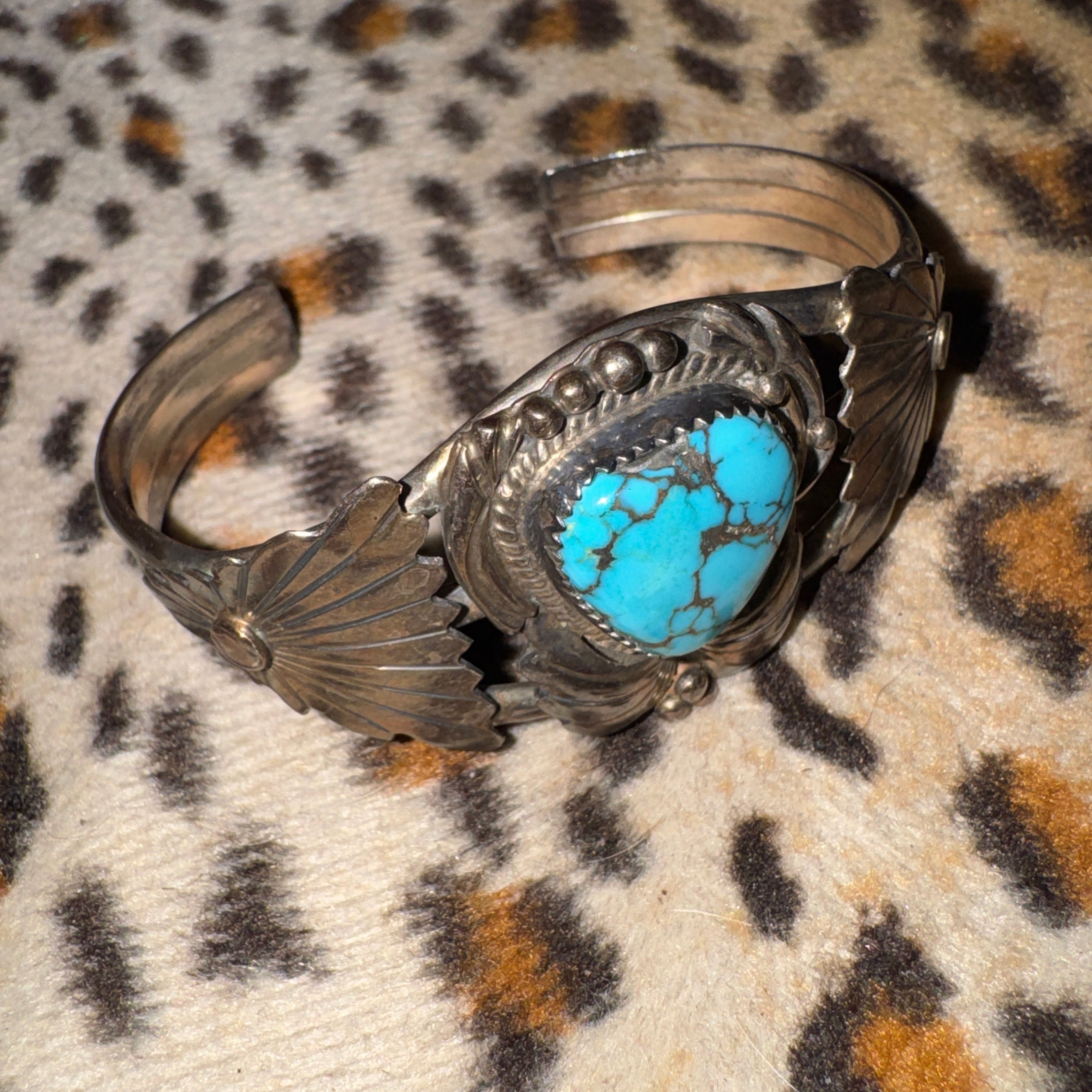 Vintage Turquoise & Silver Cuff