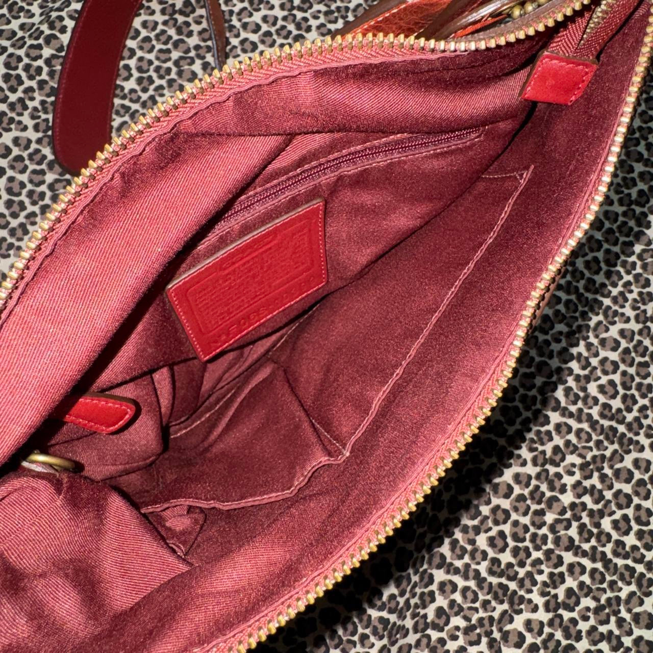 Coach Mahogany Leather Lacing Detail Satchel Bag