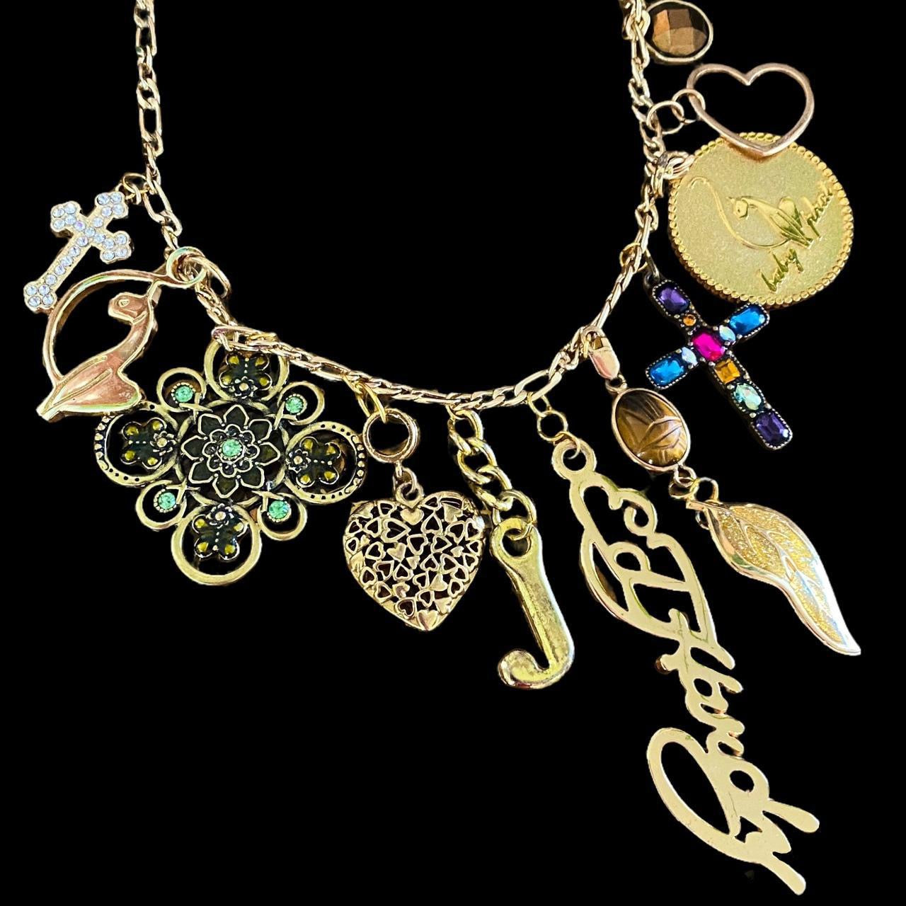 Reworked Vintage Charm Necklace