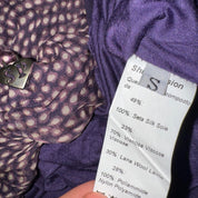 Embroidered Italian Silk & Knit Plum Polka Dot Midi Dress (S)