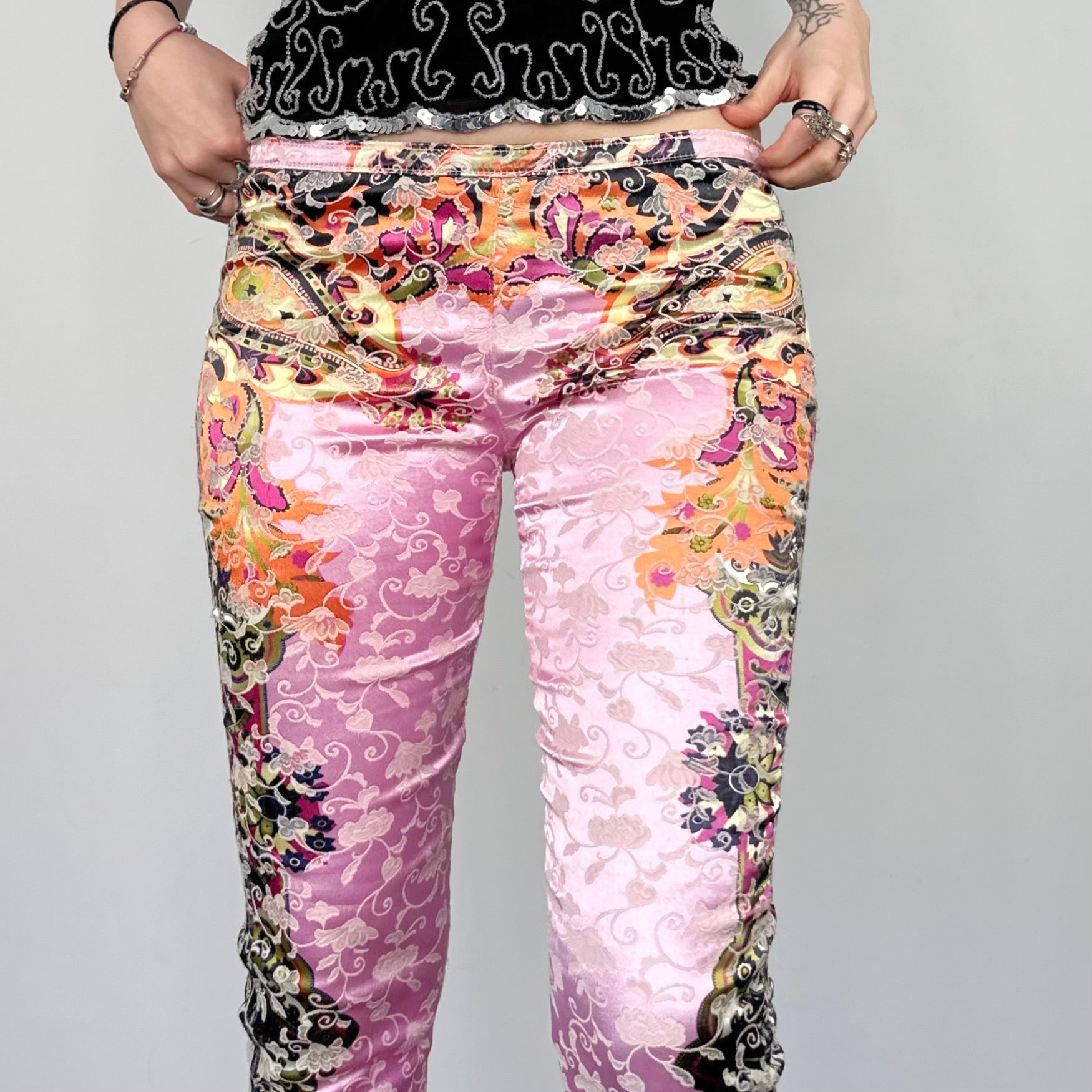 Satin Jacquard Printed Flares (XS)