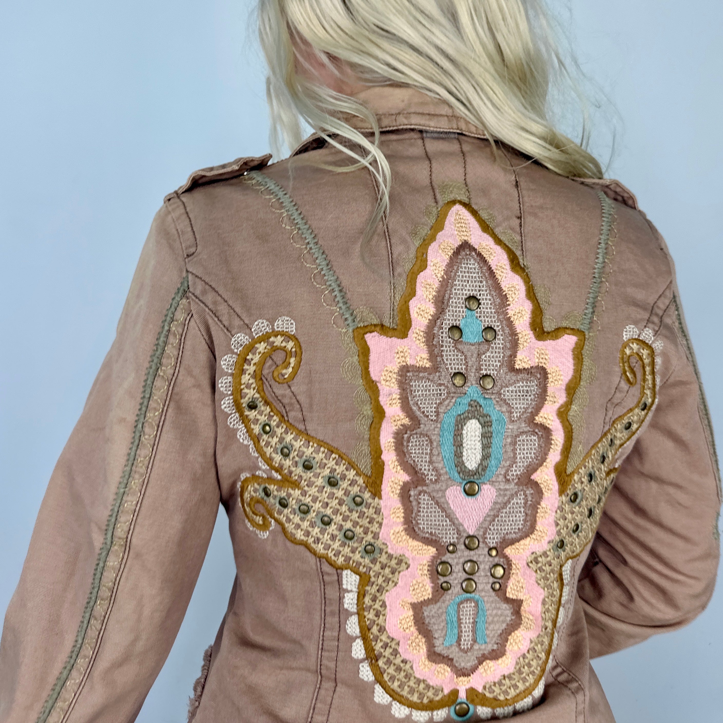 Embroidered Canvas Military Jacket (S/M)
