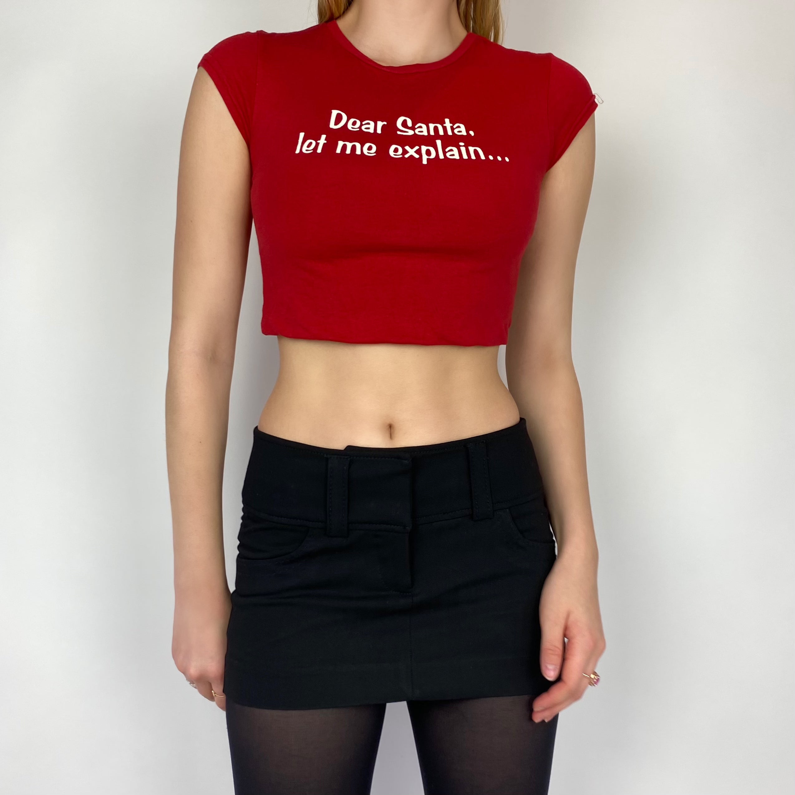 ‘Dear Santa Let Me Explain’ Baby Tee (XS/S)