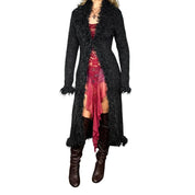 Express Dark Grey Shag Trim Knit Duster Cardigan (M)