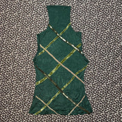 Italian Vintage Embellished Emerald High Neck Top (S)