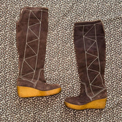 Michael Kors Dark Brown Suede Knee High Wedge Boots (7)