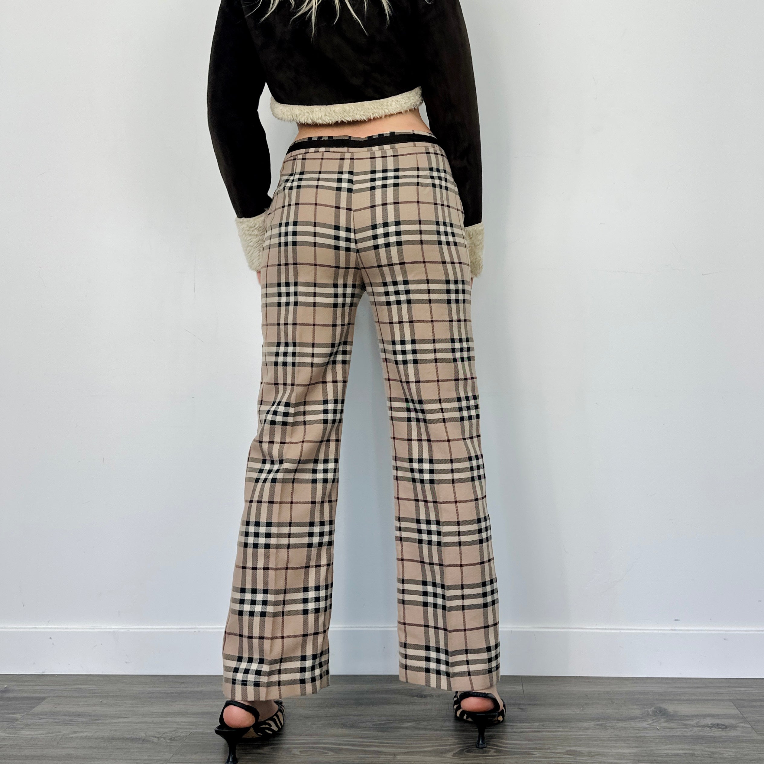Wide Leg Plaid Pants (M)