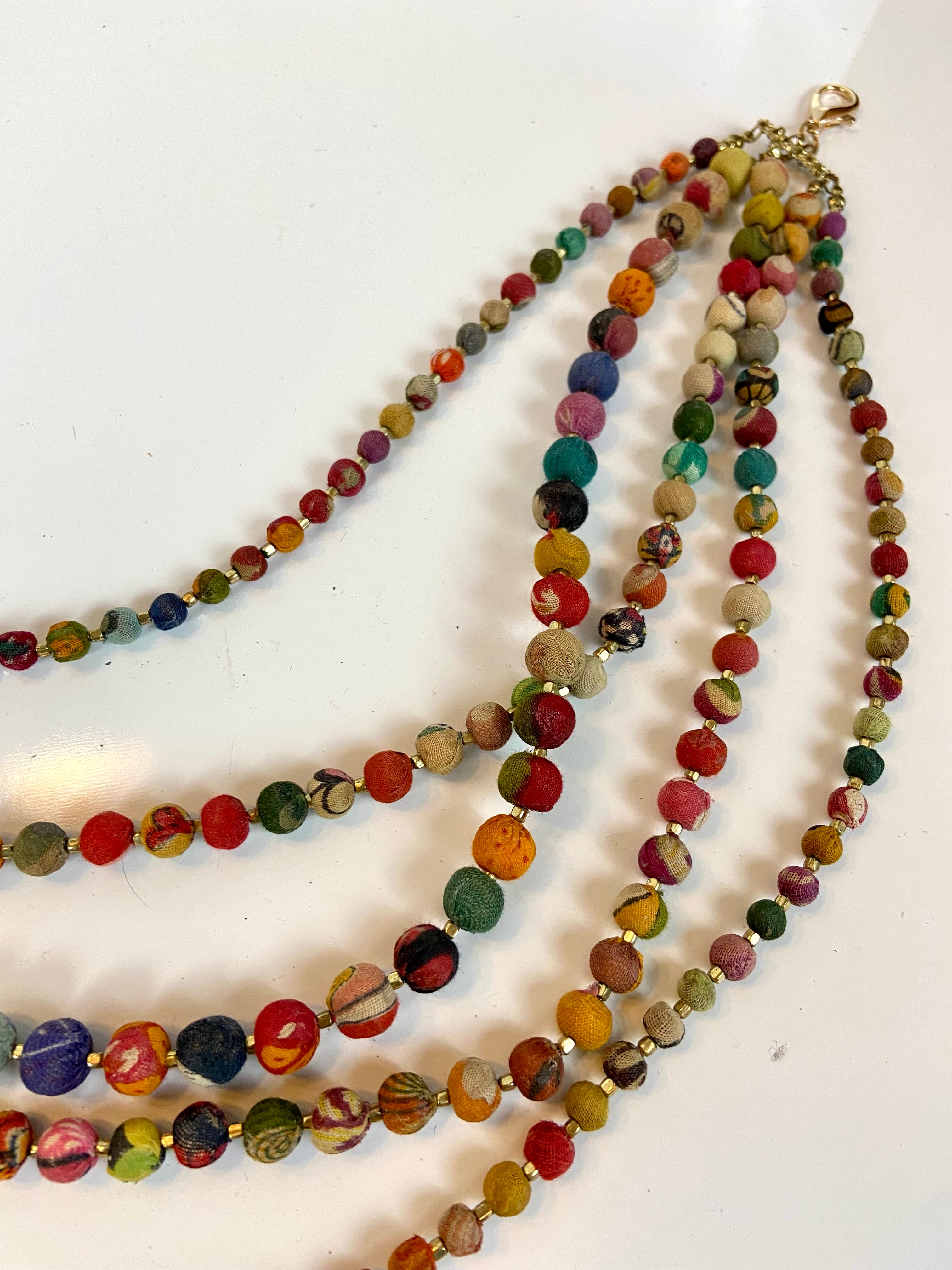 Boho fabric beads layered belt