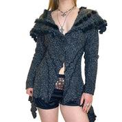 Vintage Grunge Fur Knit Cardigan (M/L)