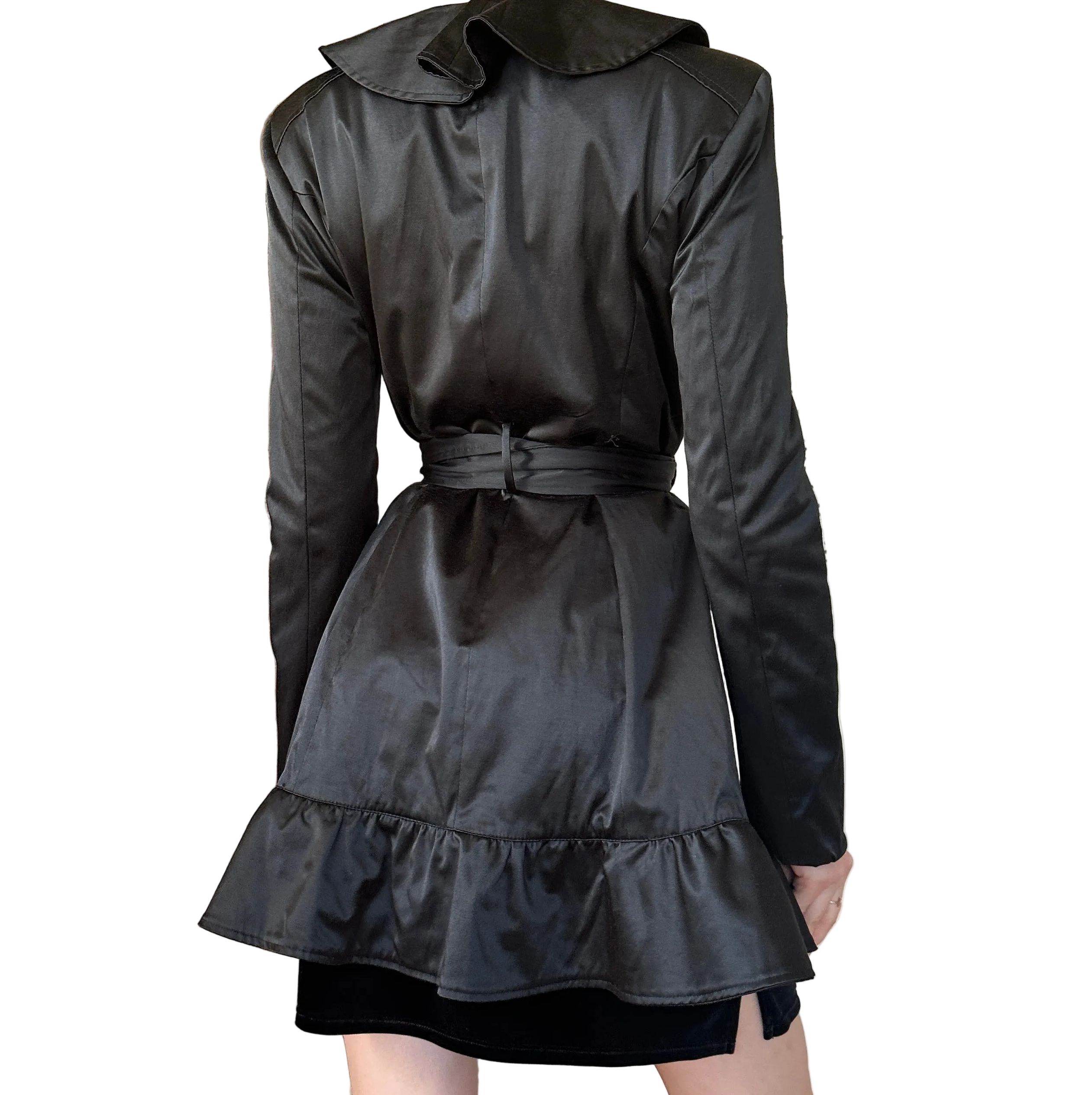 2000s Bebe Satin Ruffle Coat (S)