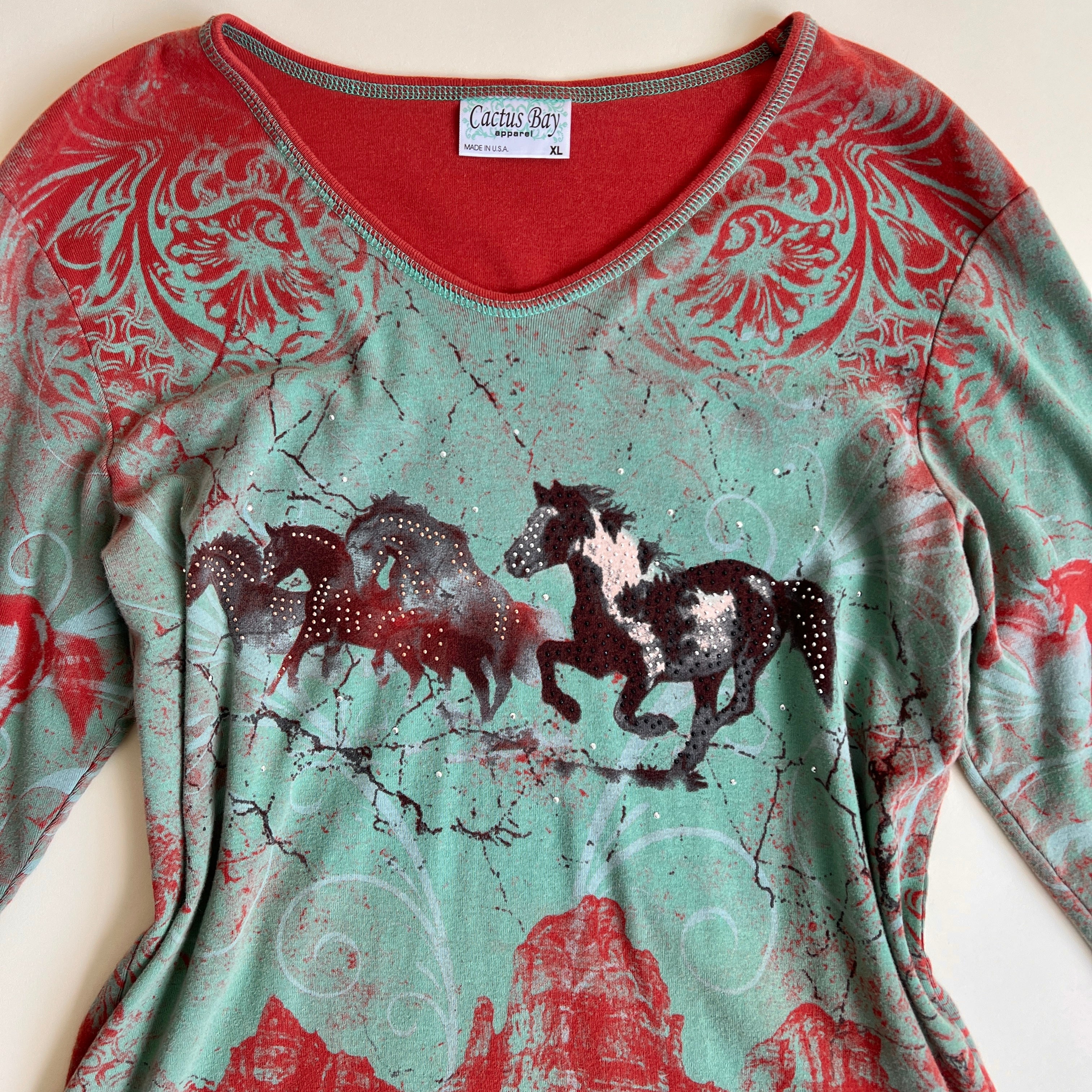 Vintage western horse top (XL/XXL)