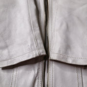 Y2K Italian White Leather Moto Jacket (S)