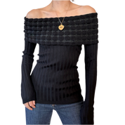 Y2K Off Shoulder Sweater Top (M)