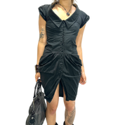 Vintage AllSaints Black Gothic Cotton Mini Dress (XS)