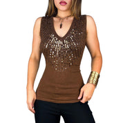 Caché Beaded Knit Tank Top (L)