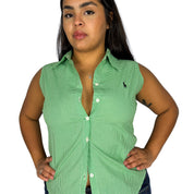 90s Ralph Lauren Green Apple Gingham Top (XL)