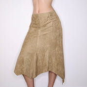 Y2K Italian Tan Faux Suede Fairy Maxi Skirt (S)
