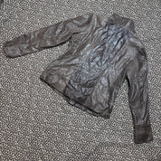 Brown Leather Double Breasted Vintage Military Jacket (L/XL)