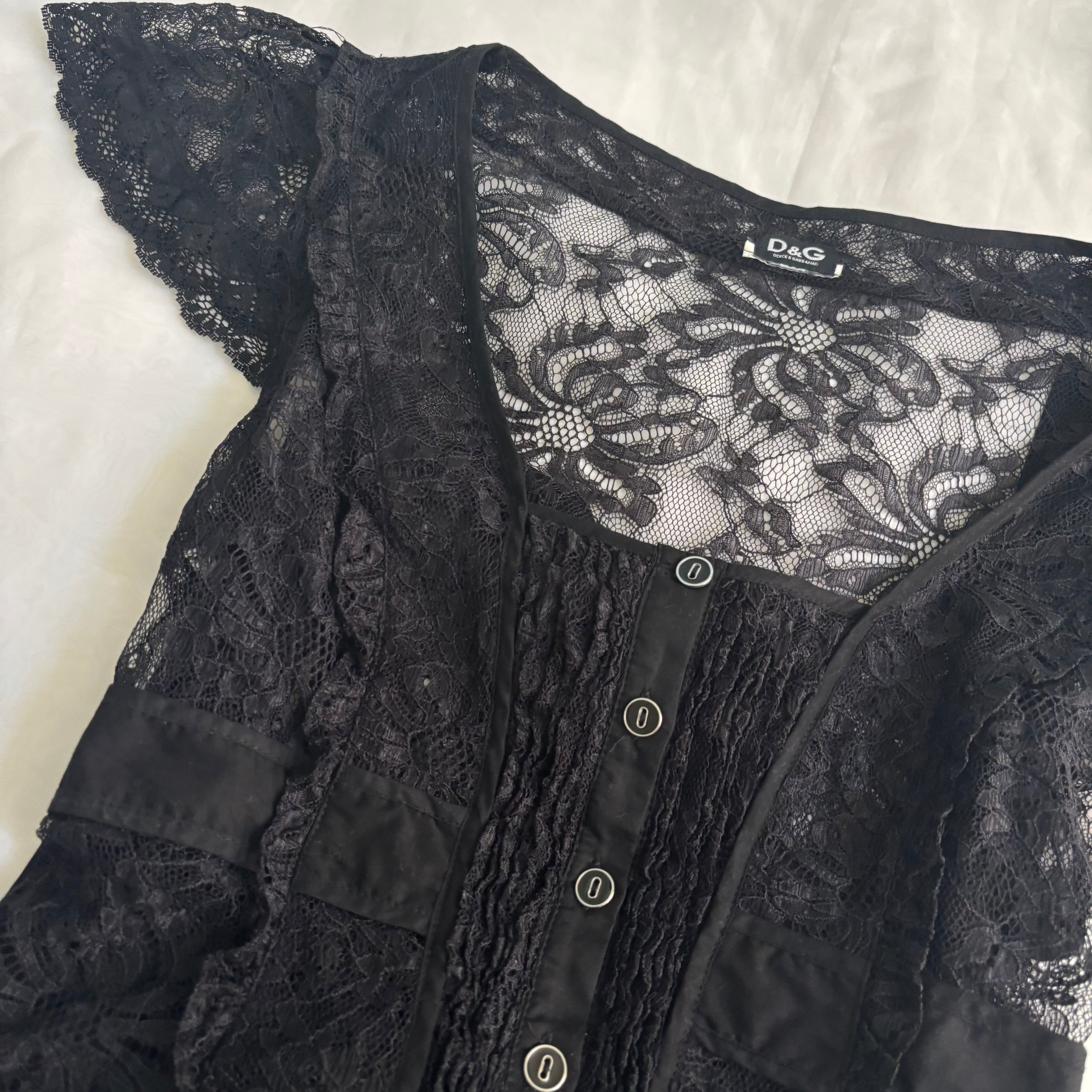 D&G Sheer Lace Ribbon Top (M)
