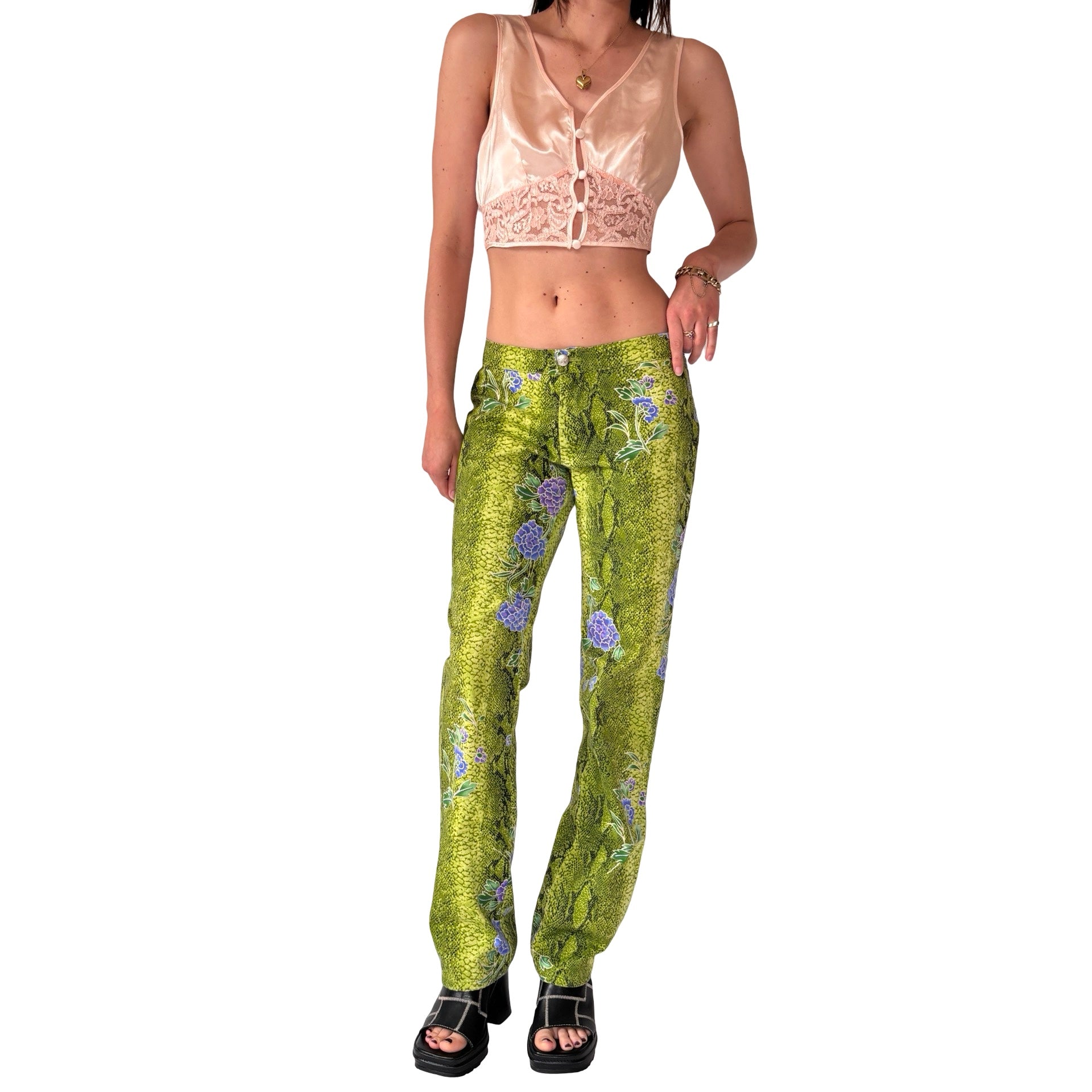 Y2K Snakeskin Print Pants (S)