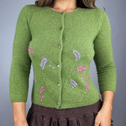 Dainty Embroidered Cashmere Cardigan (S/M)